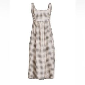 WEWOREWHAT Gingham Corset Linen Blend Midi dress NWT
